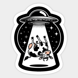 UFO – Crazy Cow Alien Abduction Flying Saucer Sticker